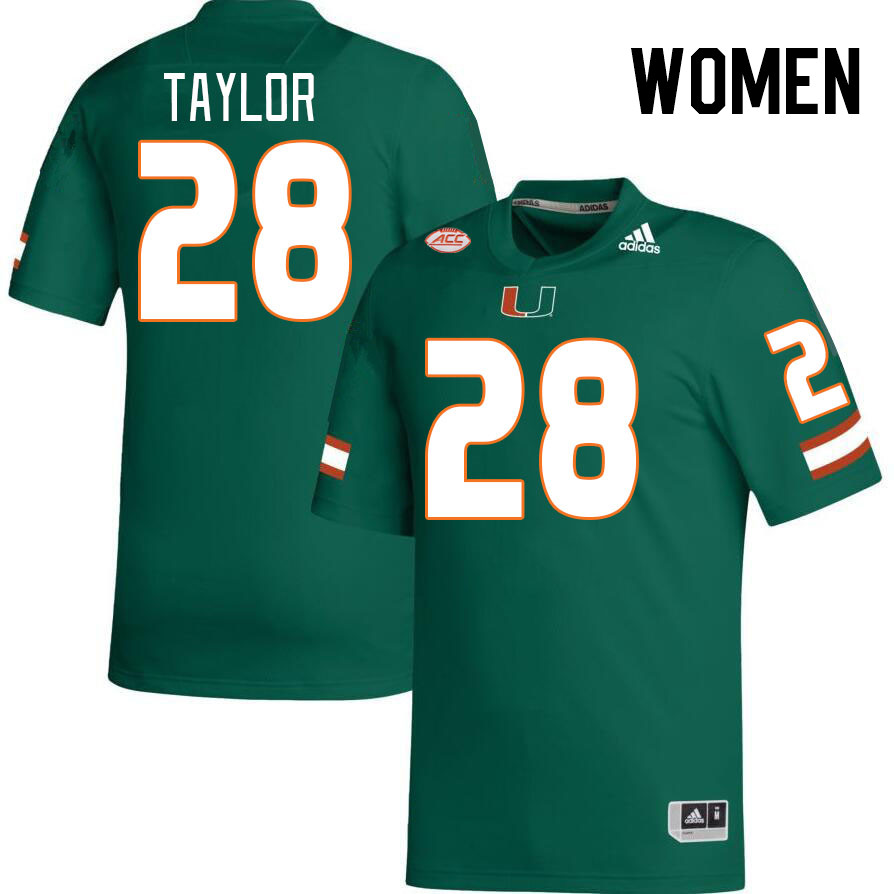 Women #28 Isaiah Taylor Miami Hurricanes College Football Jerseys Stitched-Green